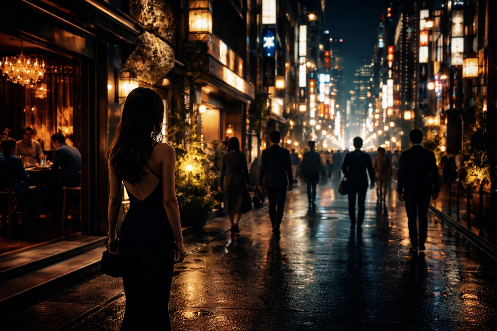 Ginza nightlife scene illustrating public exposure and uncertainty